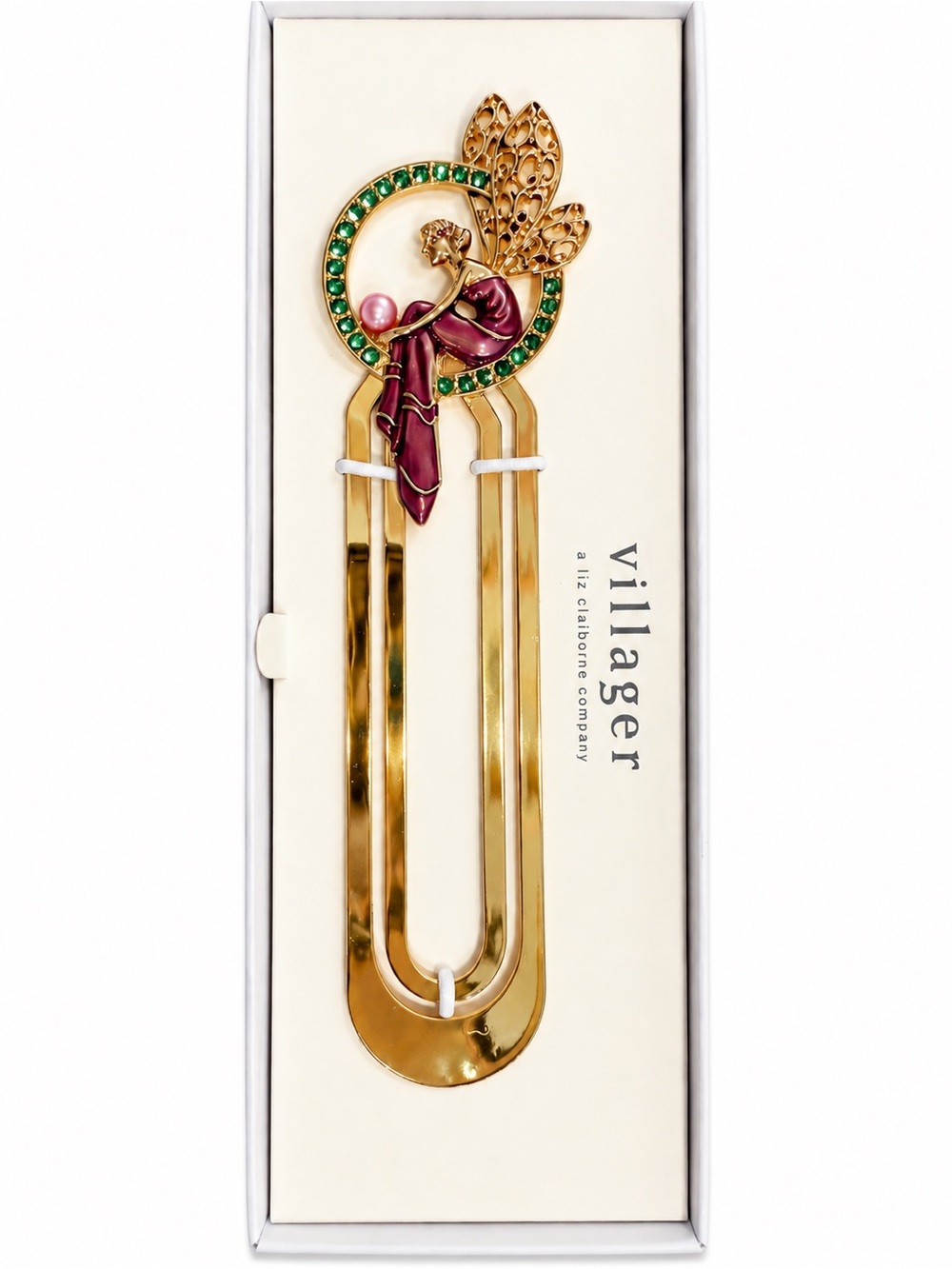 Villager Liz Claiborne Fairy Bookmark Gold Tone Jeweled Enamel